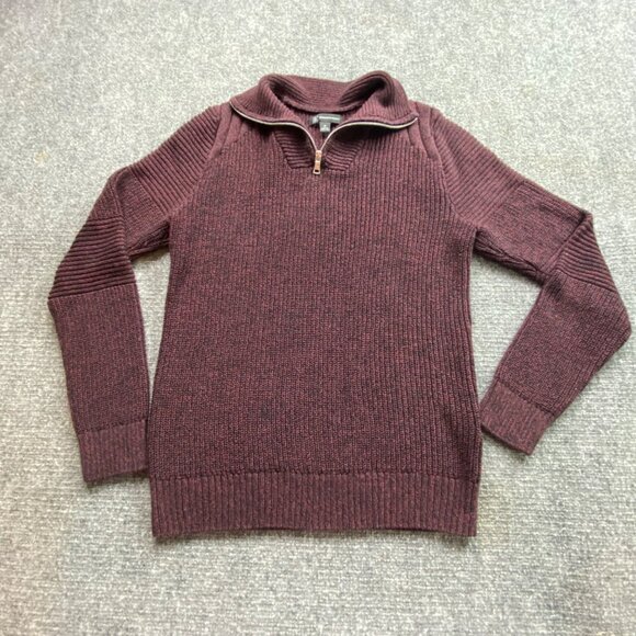 VTG‎ INC International Concepts Sweater Mens M Maroon 1/4 Zip Ribbed Hong Kong - Picture 1 of 12